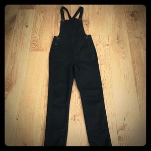 Madewell cross back black denim overalls